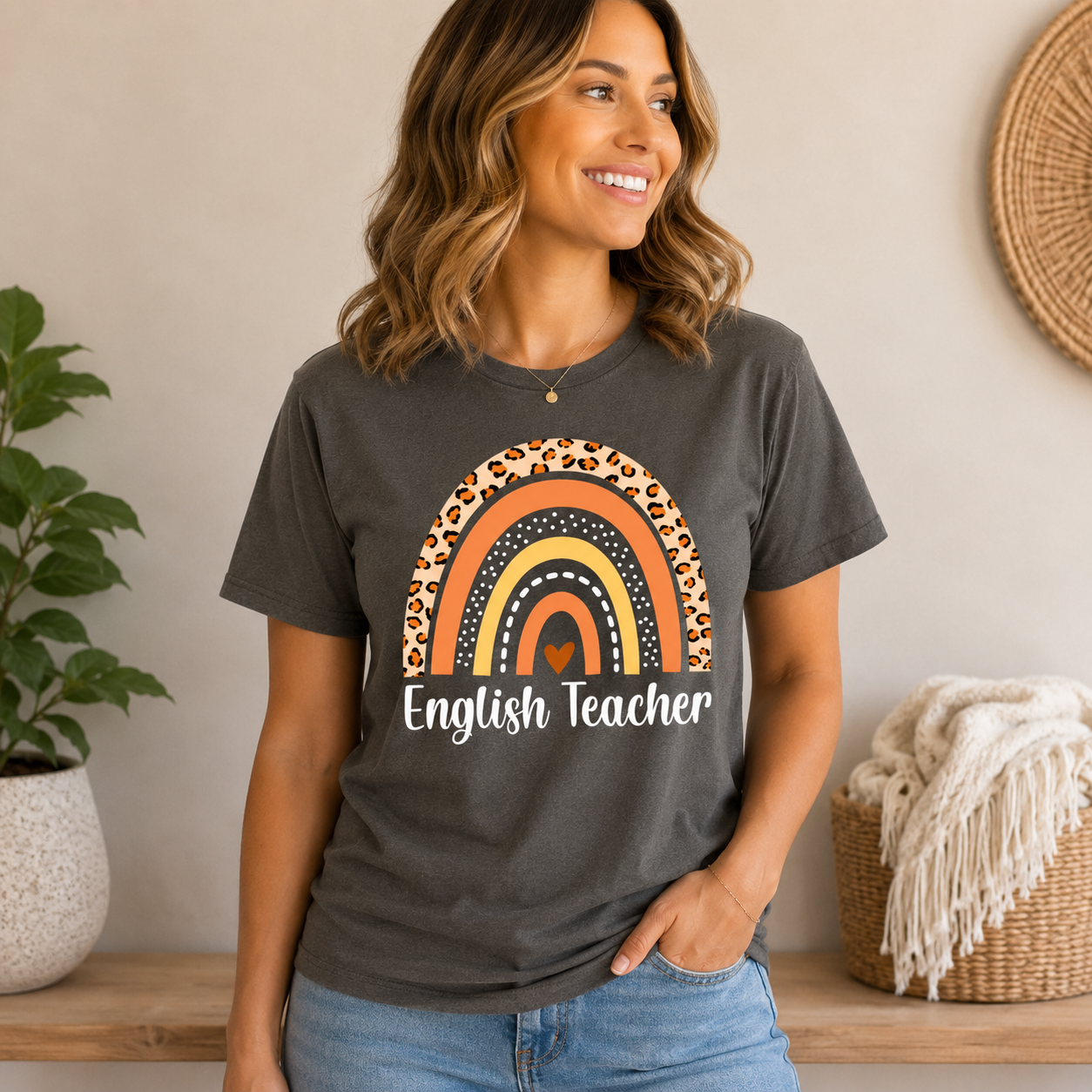 English Teacher Boho Rainbow