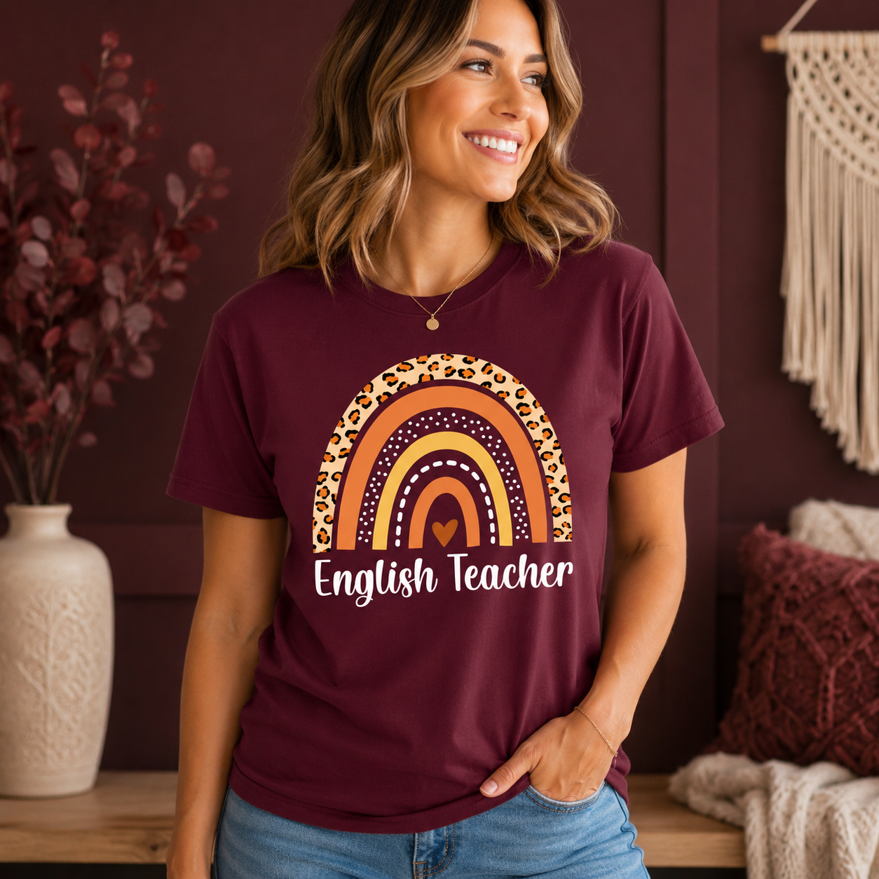 English Teacher Boho Rainbow
