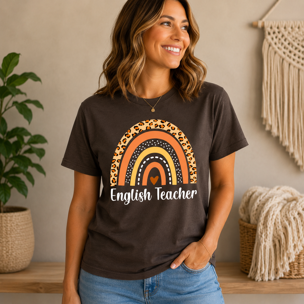 English Teacher Boho Rainbow